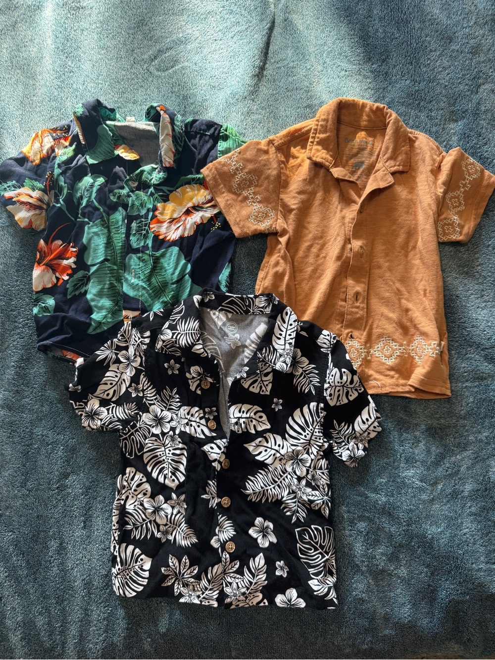 Boys Black Tropical Button-Down Shirt - Floral Print
